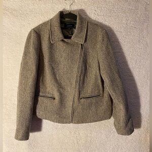 Talbots Gray Blazer Asymmetrical Cropped Design size 14
